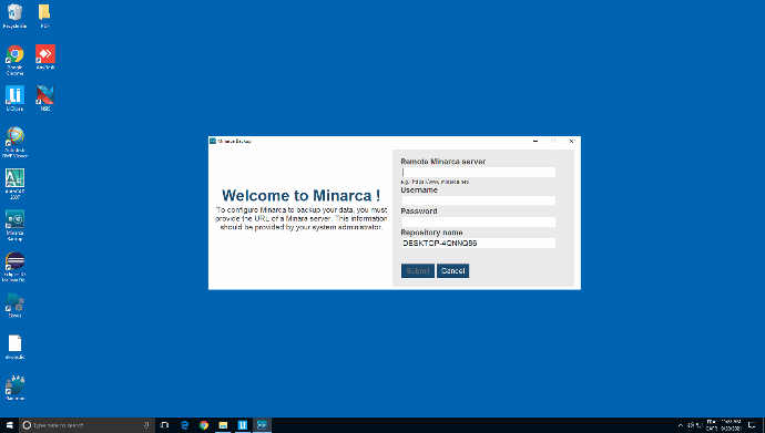 Capture d'écran de Minarca sur Windows 10