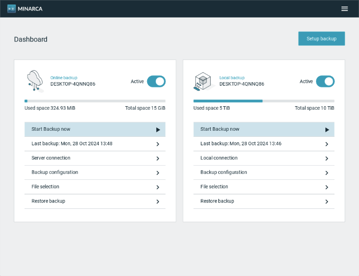 Minarca Data Backup Screenshot